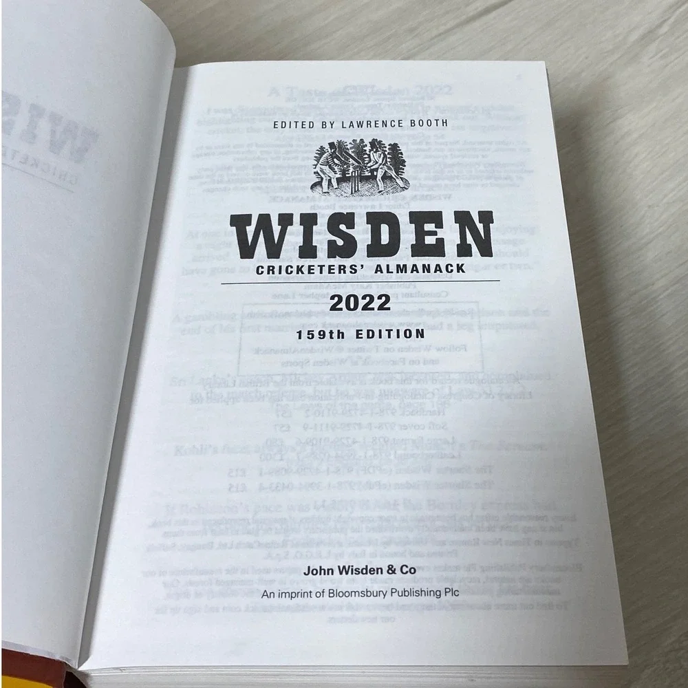 Wisden Cricketers Almanack 2022 159th Edition Hardback Lawrence Booth Cricket
